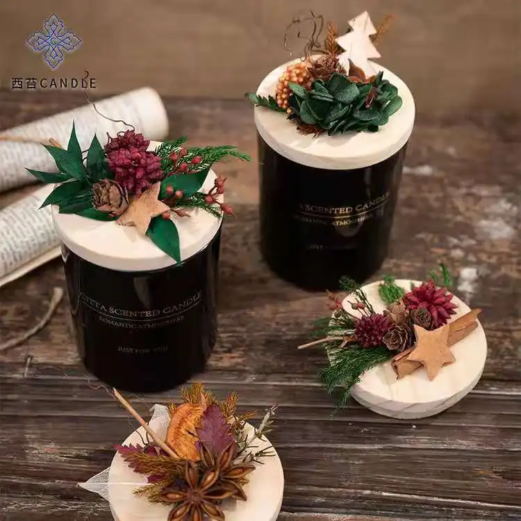 Customized wholesale immortal flower scented candle gift box bronzing glass soybean wax holiday fragrance gift rose