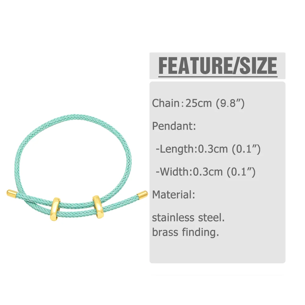OCESRIO Fashion Multicolor Brass Bracelet Wrist Chain Thread String Adjustable Stainless Steel accesorios de joyería brth08