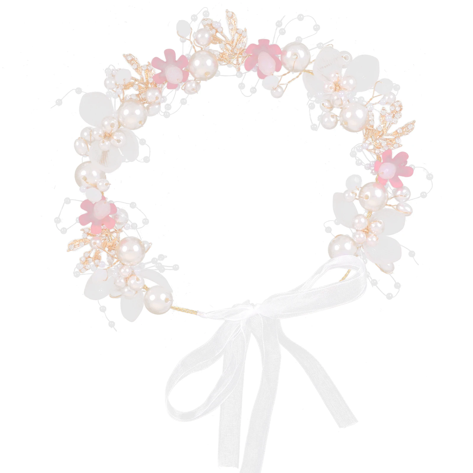 

Pearl Hairband Ribbon Delicate Pearl Headpiece Kids Ribbon Headband Wedding Birthday Party Hair Ribbons Headband with Pearls