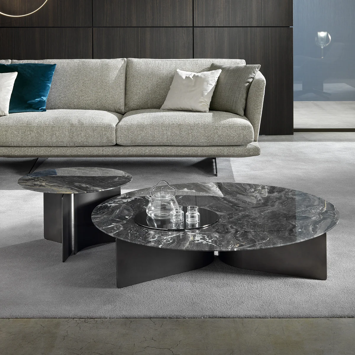 

Designer New Coffee Table Stainless Steel round Marble Metal Combination Light Luxury Coffee Table