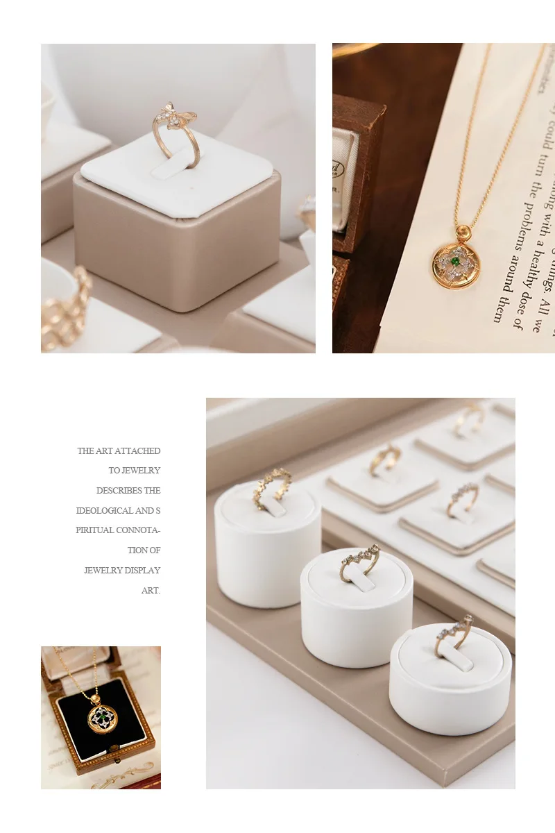 Ring Display Case Window Counter Ring Plate Display Jewelry Rack Champagne Jewelry Tray Commercial Display Props