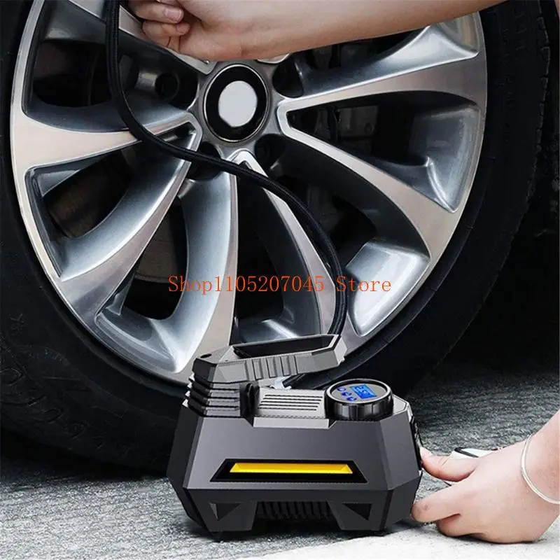37cd Vehicle-Powered Tire Inflator with Digital Display, Preset Pressure Control, Attached Tire Chuck, LED Light and Inflation