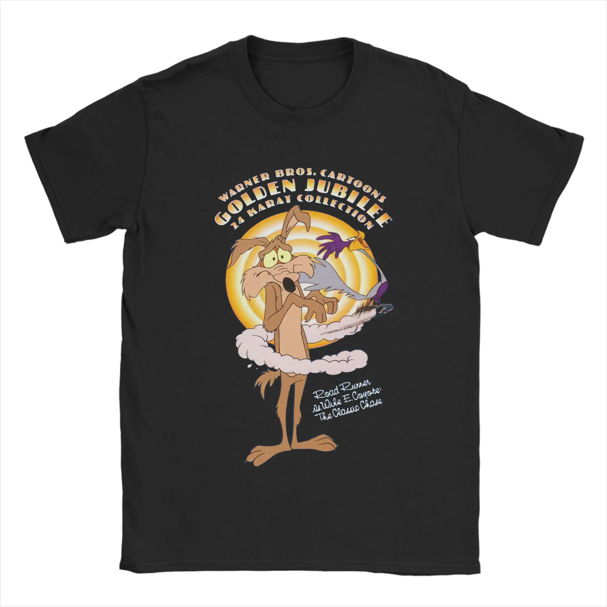 Футболки Roadrunner Wile E Coyote, милые забавные футболки с героями мультфильмов, футболка из 100% хлопка, футболки с круглым вырезом и короткими рукавами, одежда
