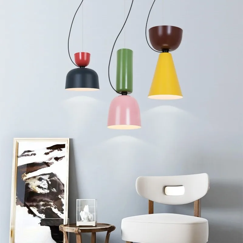 معكرون لون ضوء بسيط الإبداعية غرفة المعيشة ما بعد الحداثة غرفة نوم أباجورة الشمال مطعم غرفة نوم الثريا #6