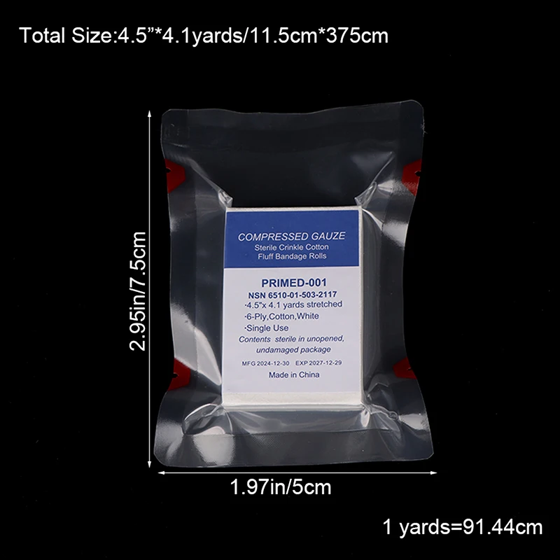 Gasa hemostática comprimida estéril plegable en Z médica, almohadillas de gasa de primeros auxilios selladas al vacío, Ideales para vendaje médico para el cuidado de heridas, 1 ud.