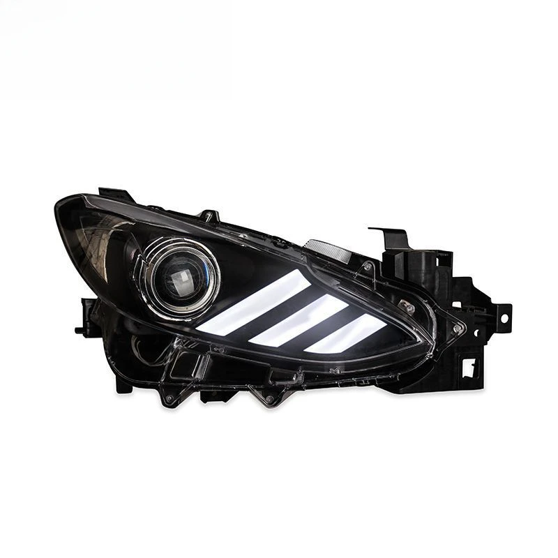 

Для Mazda Axela - Модифицированные фары в сборе (левая и правая), в стиле Mustang, с ДХО и светодиодными поворотниками