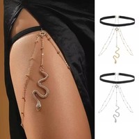 Bohemian Snake Leg Chain for Women Gothic Elastic Tassel Animal Charms Body Chain Punk Beach Fashion Body Jewelry Accessories