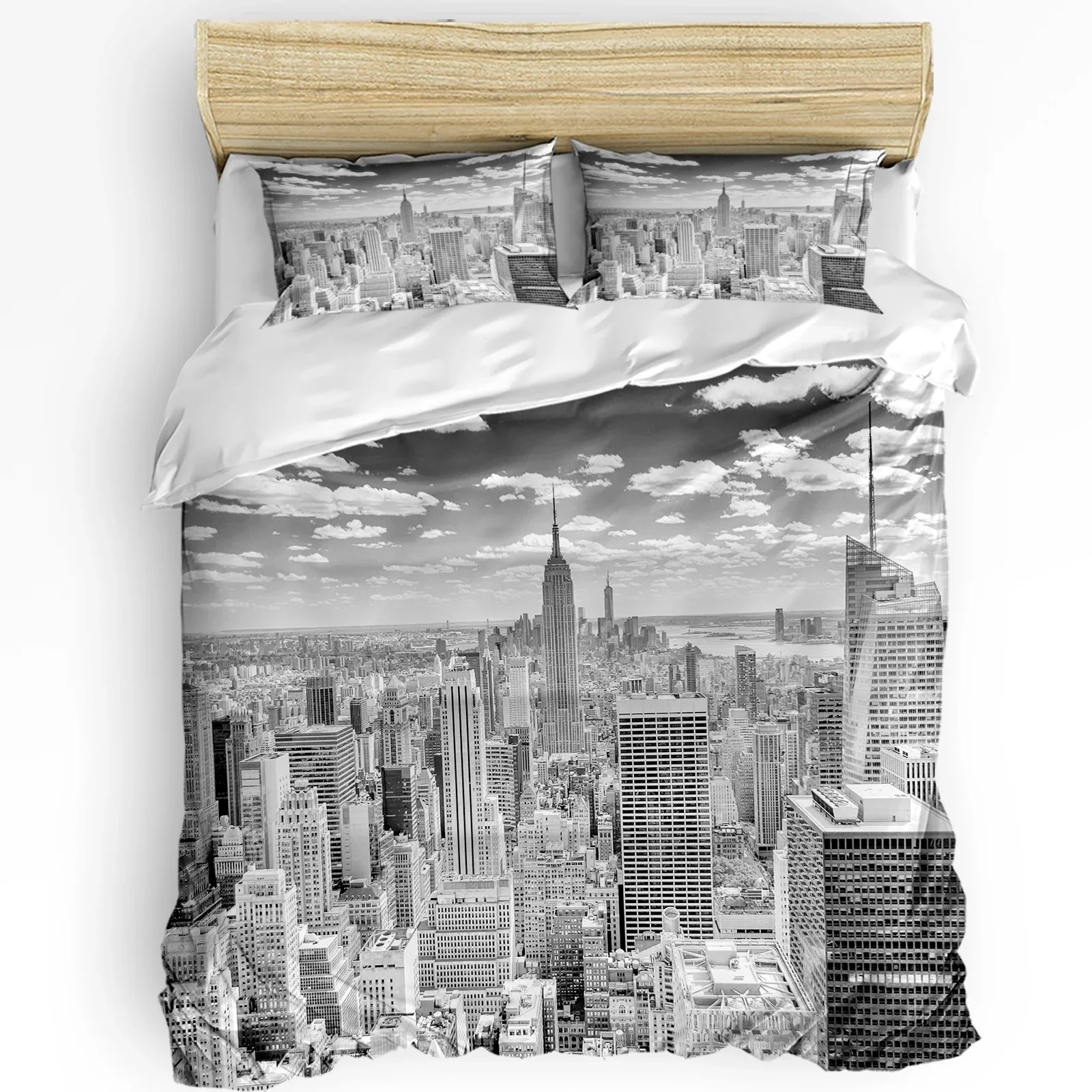 

3pcs Bedding Set Grey New York City Landscape Home Textile Duvet Cover Pillow Case Boy Kid Teen Girl Bedding Covers Set