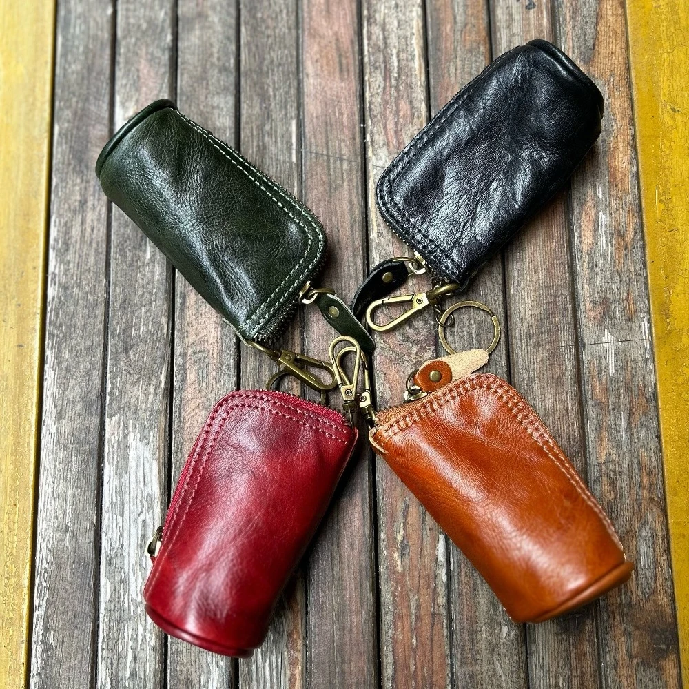 First-layer cowhide key pouch, organizer pouch, multi-purpose small bag, car key holder, coin purse, earphone pouch