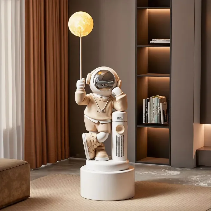 Creative Resin Handmade Art Deco Eco-Friendly Astronaut Hallway Large Floor-standing Ornaments Smart Voice TV Cabinet