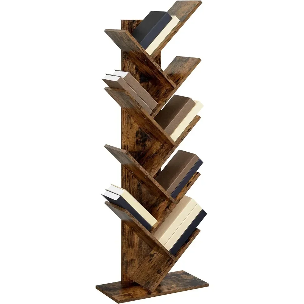 9-Tier Floor Standing Tree Bookshelf, with Shelves for Living Room, Home Office