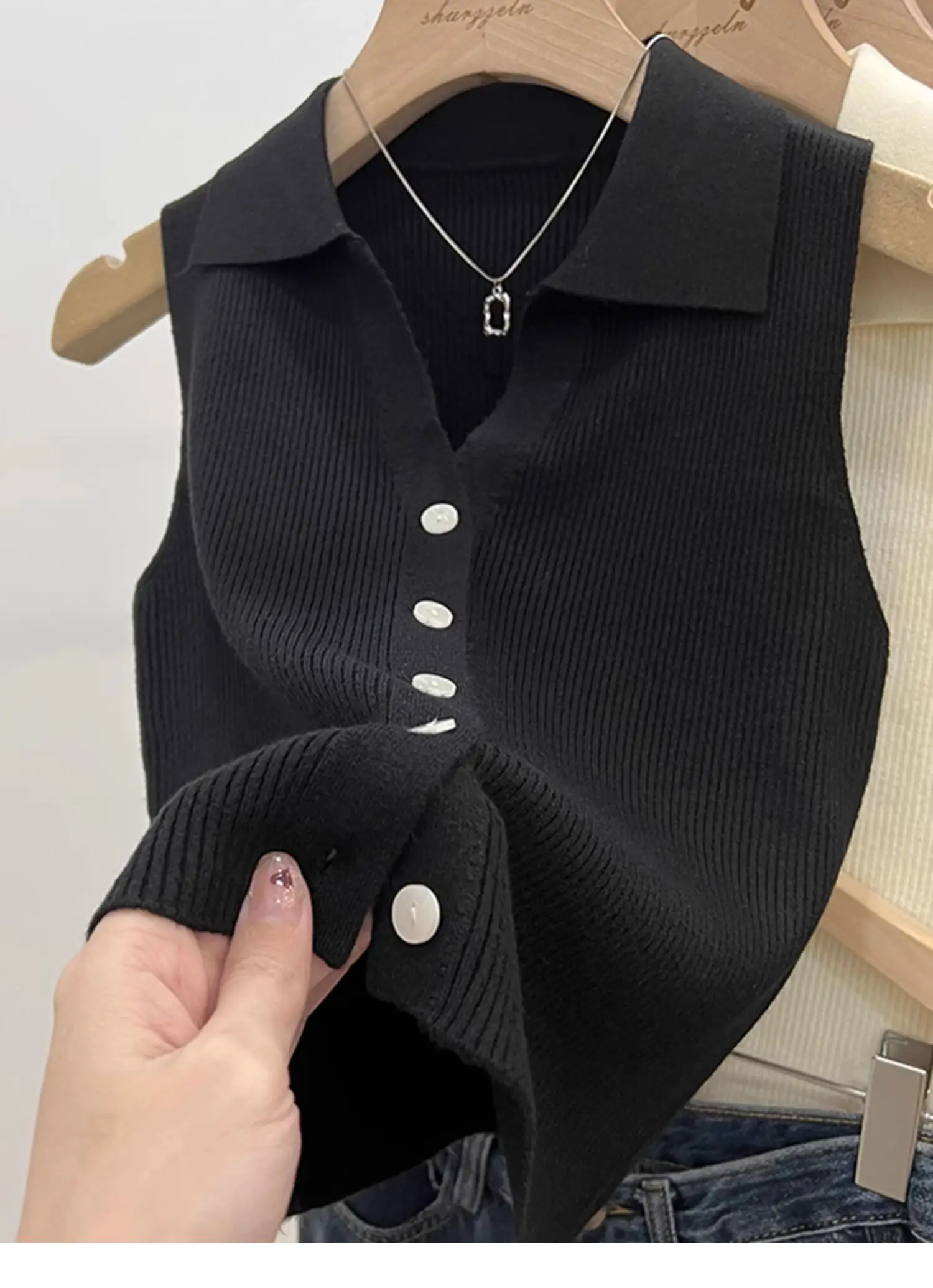 Solid Color Knitted for Women Cardigan Korean Single Breasted Sleeveless Jumper Woman Round Neck All Match Cardigans Outwear