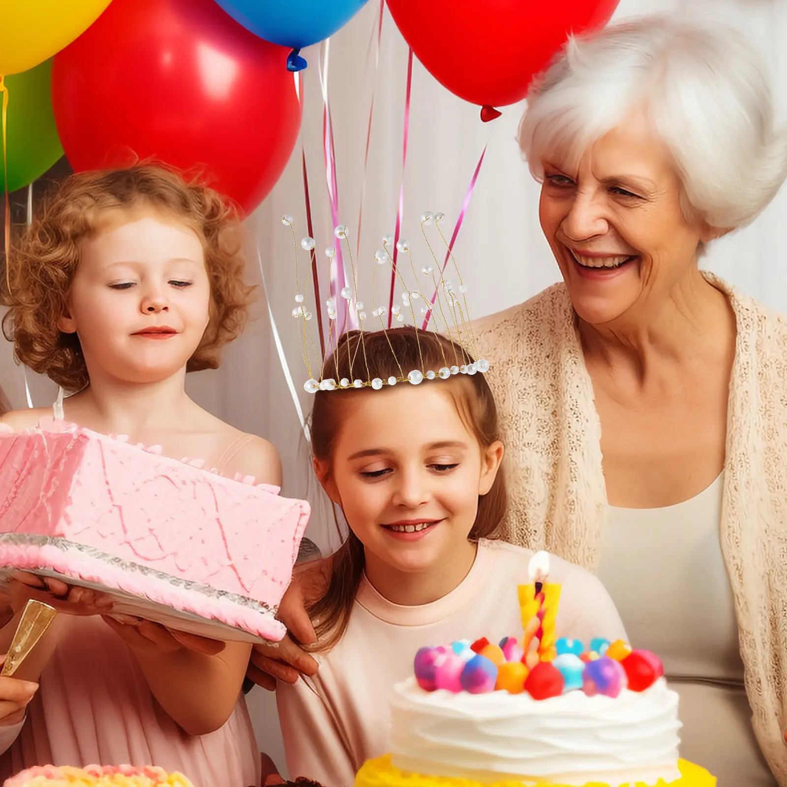 

Pearl Crown Cake Decoration Crown Color Copper Wire Realistic Pearls Exquisite Craftsmanship Party Birthday Wedding Cake Topper