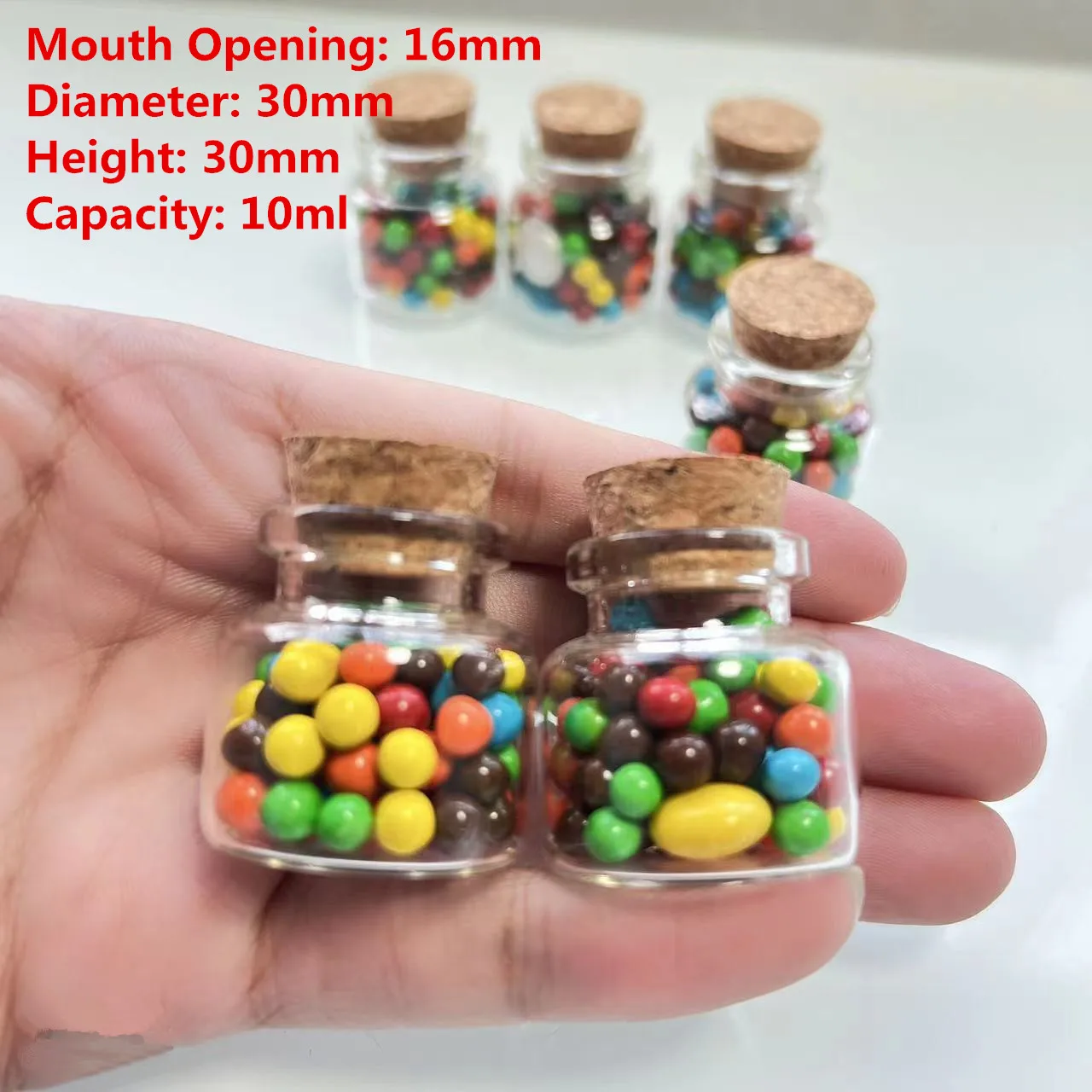 

Mini Test Tube 54 pcs/lot 30*30mm 10ml DIY Cork Glass Bottle Stopper Crafts Glass Jars Transparent Empty Small Vial Bottles