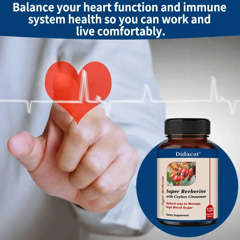 Berberine Capsules, with Ceylon Cinnamon, Energy, Heart & Metabolism Support, Balance Blood Sugar Levels