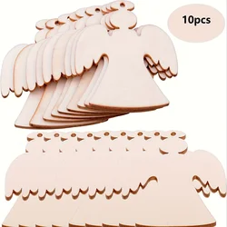 10PcsWooden Angel Shape Cutouts Crafts Blank Wood Hanging Ornaments with 3 Rolls Twines for Christmas Tree Decoration