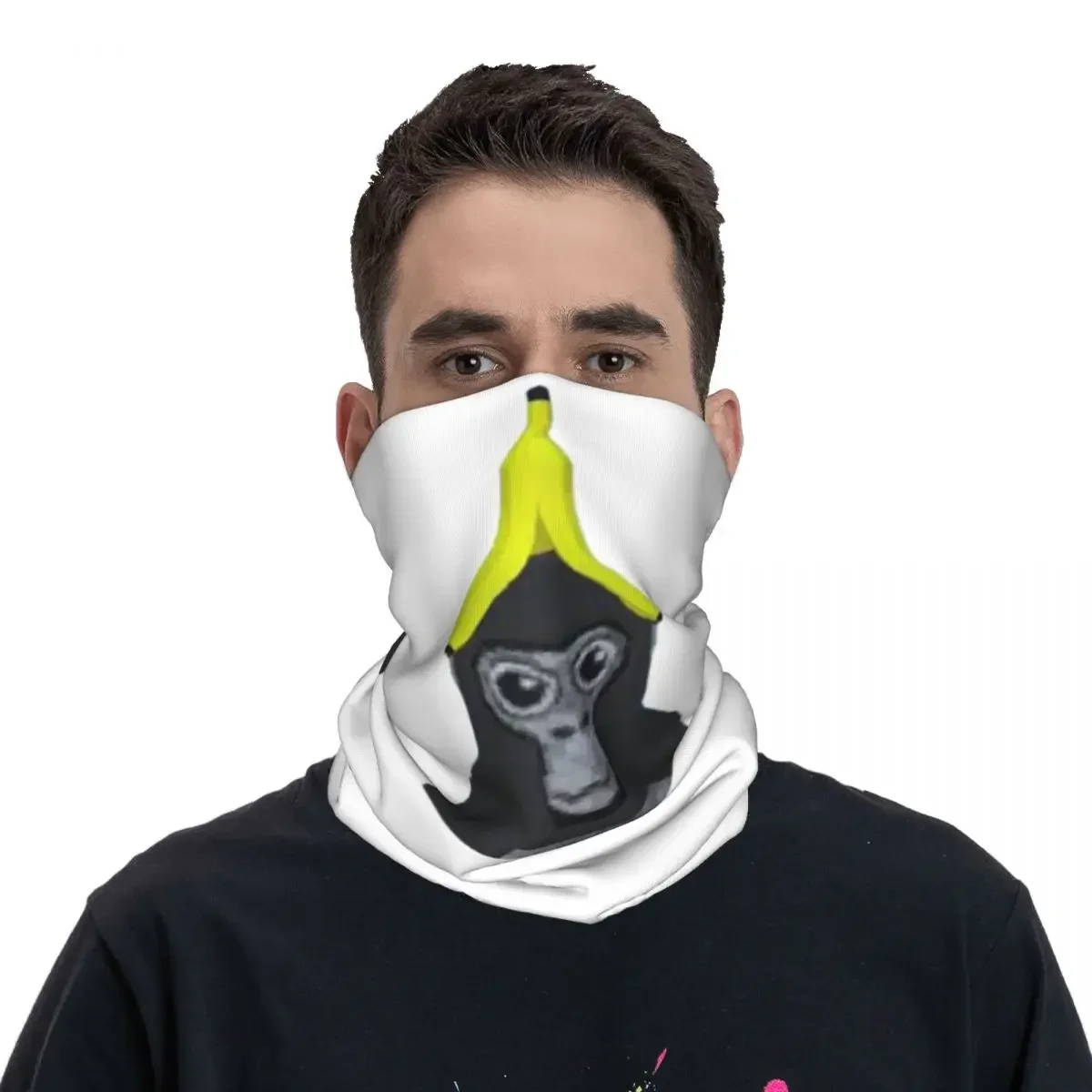 Gorilla Tag Monkey With Banana Bandana Neck Cover Printed Mask Scarf Warm Headband Riding For Men Women Adult Breathable