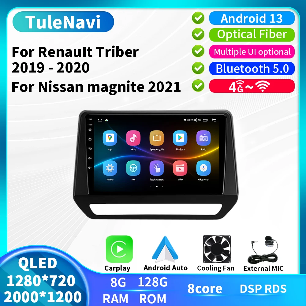 

T7plus Car Radio For Renault Triber 2019 2020 For Nissan Magnite 2021 Multimedia Video Player Navigation GPS Android 13 Carplay