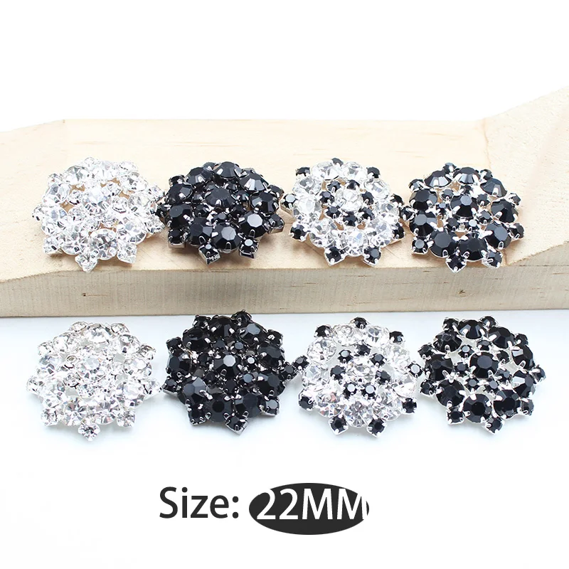 10pcs/lot 22MM Silver metal Buttons Diamante rhinestone button DIY for Wedding Decoratio sewing Clothing buttons