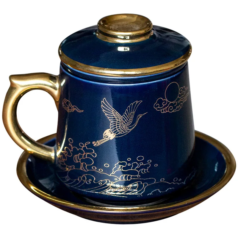 كوب مكتب بمقبض كوب شاي مكتب للرجال والنساء كوب فلتر سيراميك مع غطاء هدية فصل الشاي #1