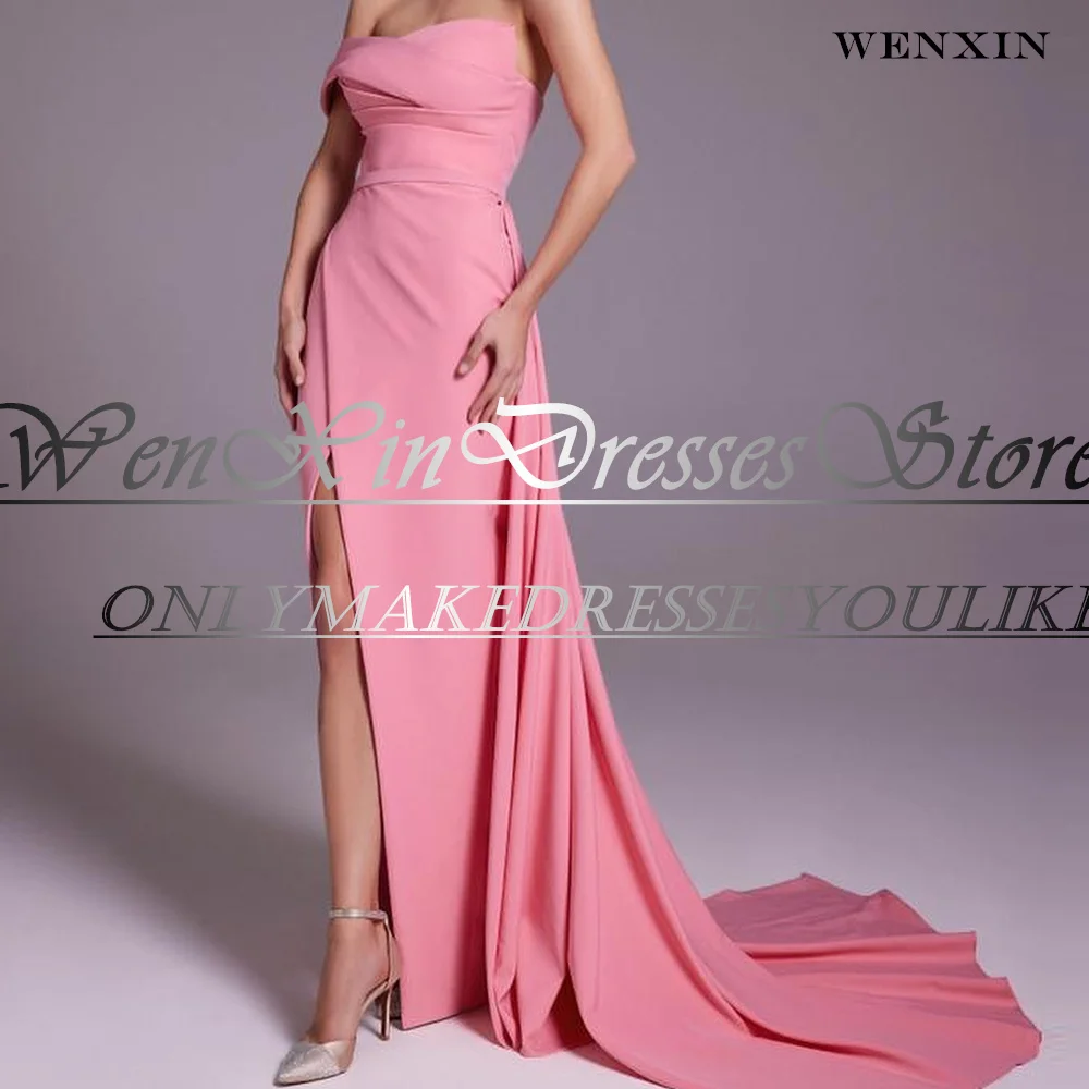 Elegant Luxury Evening Dress Off The Shoulder Pleats Pleats Side Silt Panel Train Sleeveless Plus Size Dresses For Occasions