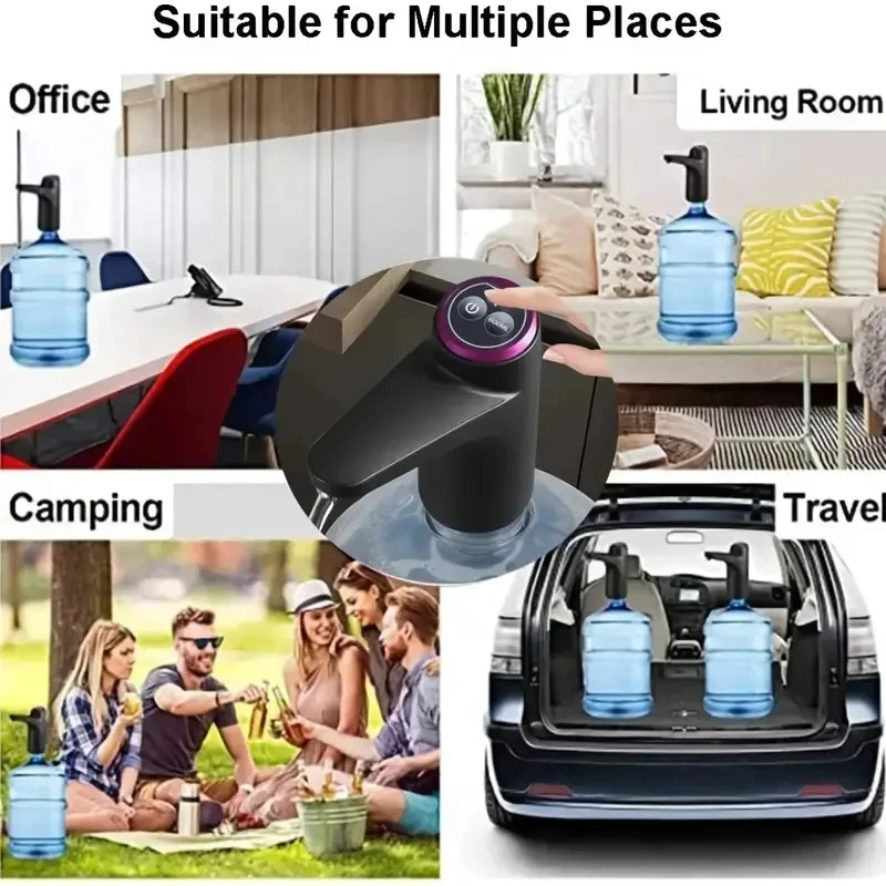 Automatic Electric Water Pump Dispenser, Portable 5 Gallon Water Bottle Pump with USB Rechargeable for Home Office Outdoor Campi