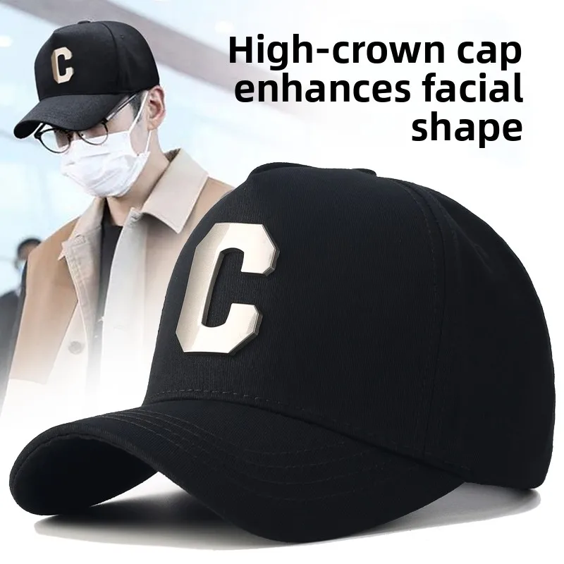 Men's High-Top Baseball Cap Autumn Winter New Style Outdoor Wide Brim Hat Small Face Effect Casual Cotton Cap for Travel