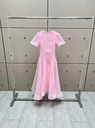 2025 roupas femininas temperamento dupla camada vestido plissado primavera verão novo 0902
