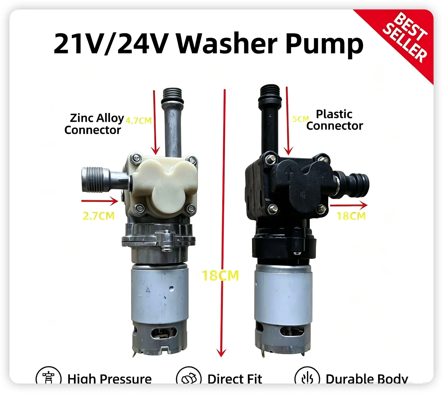 21V High Pressure Water Pump for Cordless Car WasherZinc Alloy Pump Head Replacement Motor AssemblyPortable Washing Machine Spar