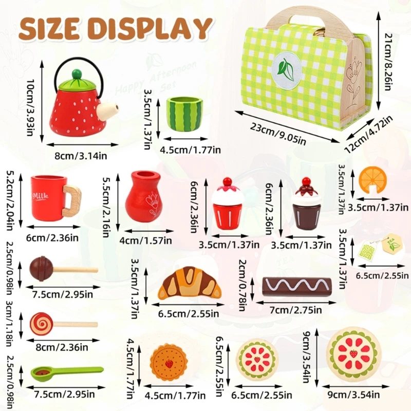 Kinderen Houten Watermeloen Thema Speelgoedset Fantasie Gerechten Gebruiksvoorwerpen Voor Fantasiespel 15UB