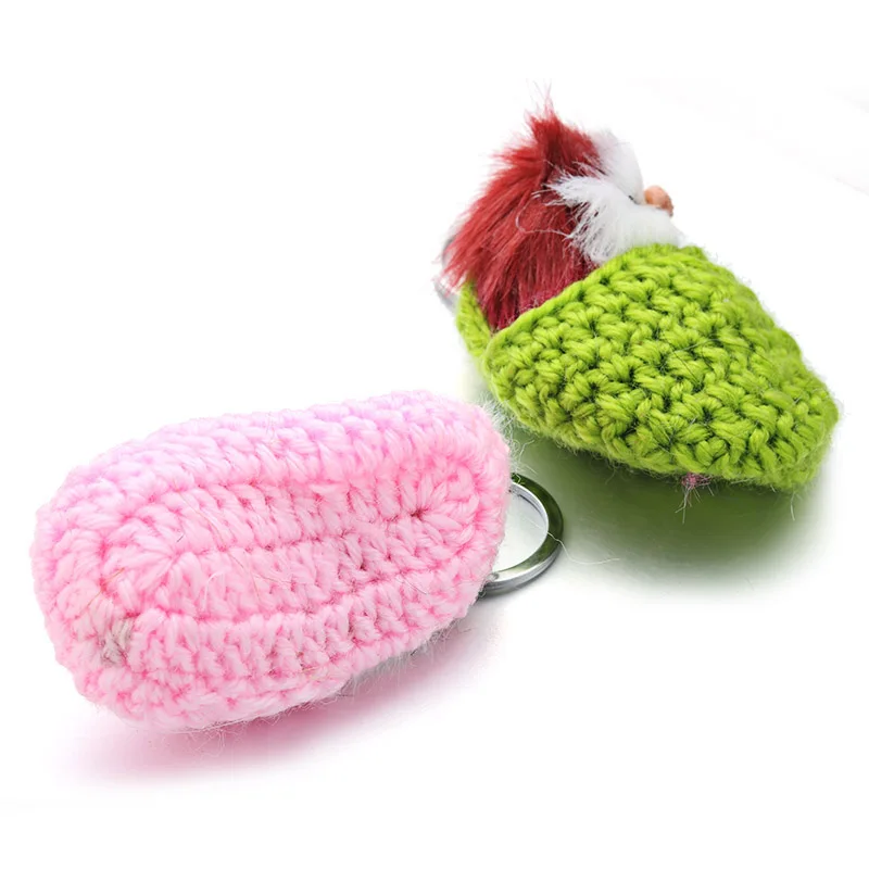 Lovely Sleeping Cat Pompom Keychains Faux Rabbit Fur Cute Kitten Handmade Woven Fluffy Key Chains For Women Girls Gift Car K381