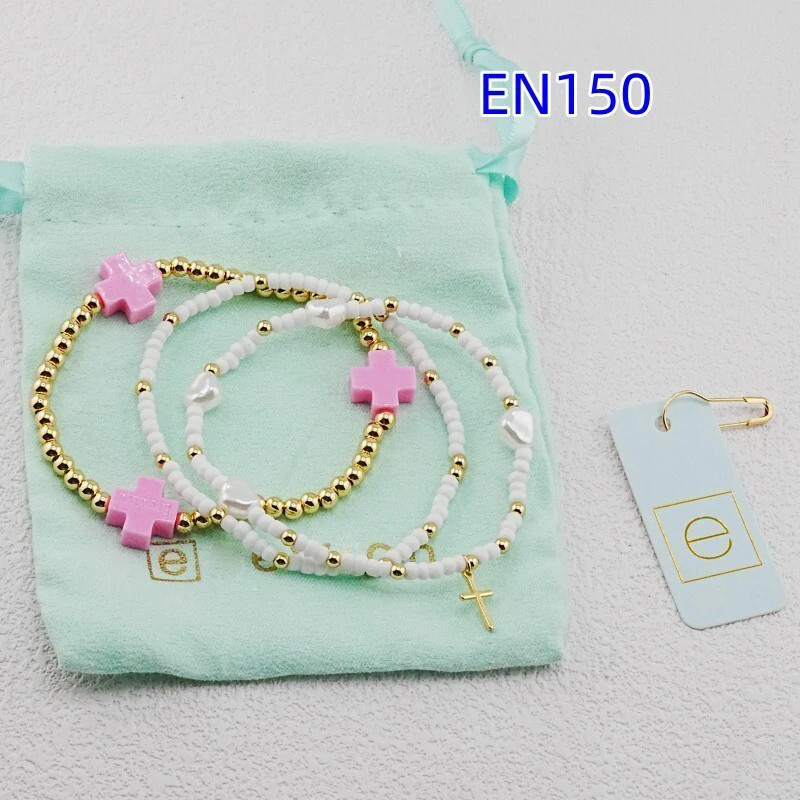 VKVVA Fashion Jewelry 3pcs Pink Cross Gold-plated Bracelet Set for Women Birthday Gifts, Unique Gift