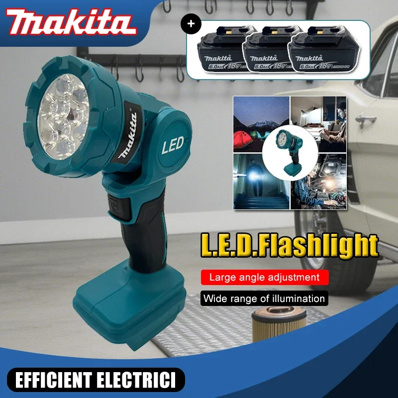 

Аккумуляторный светодиодный рабочий фонарь Makita, перезаряжаемый фонарик, 18В, электроинструмент, для использования в помещении и на улице, ночной прожектор, инструмент для поиска