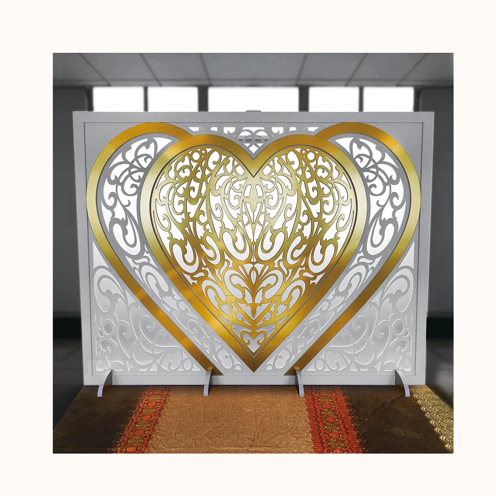 

Wedding Supplies White Acrylic Backdrop Stand For Wedding Stage Decoration Gold Shiny Wall Frame Props