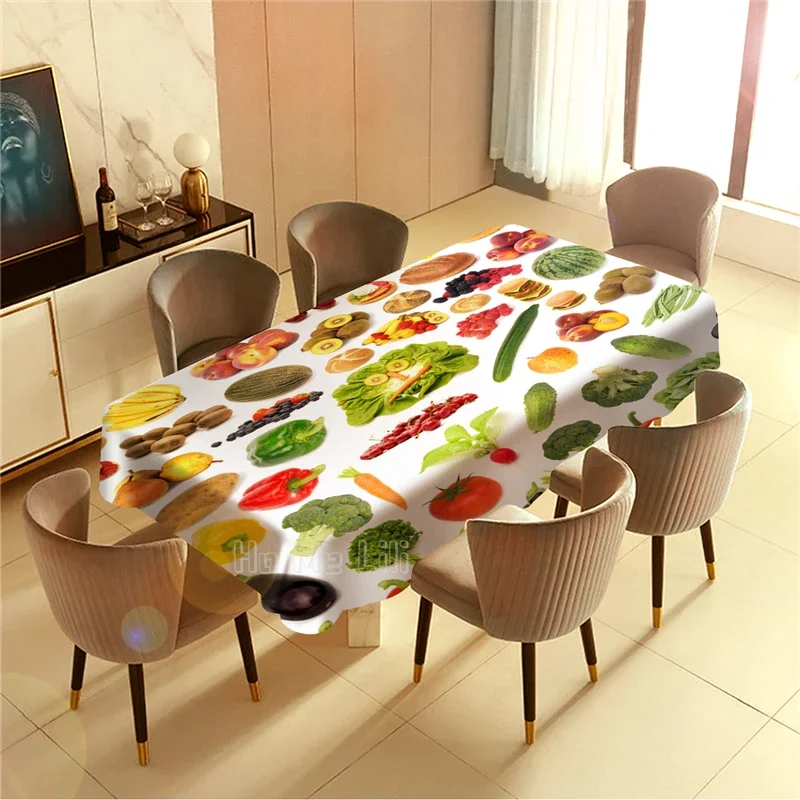 A Variety Of Healthy And Nutritious Fruit And Vegetable Design Pattern Tablecloth Indoor And Outdoor Art Decoration