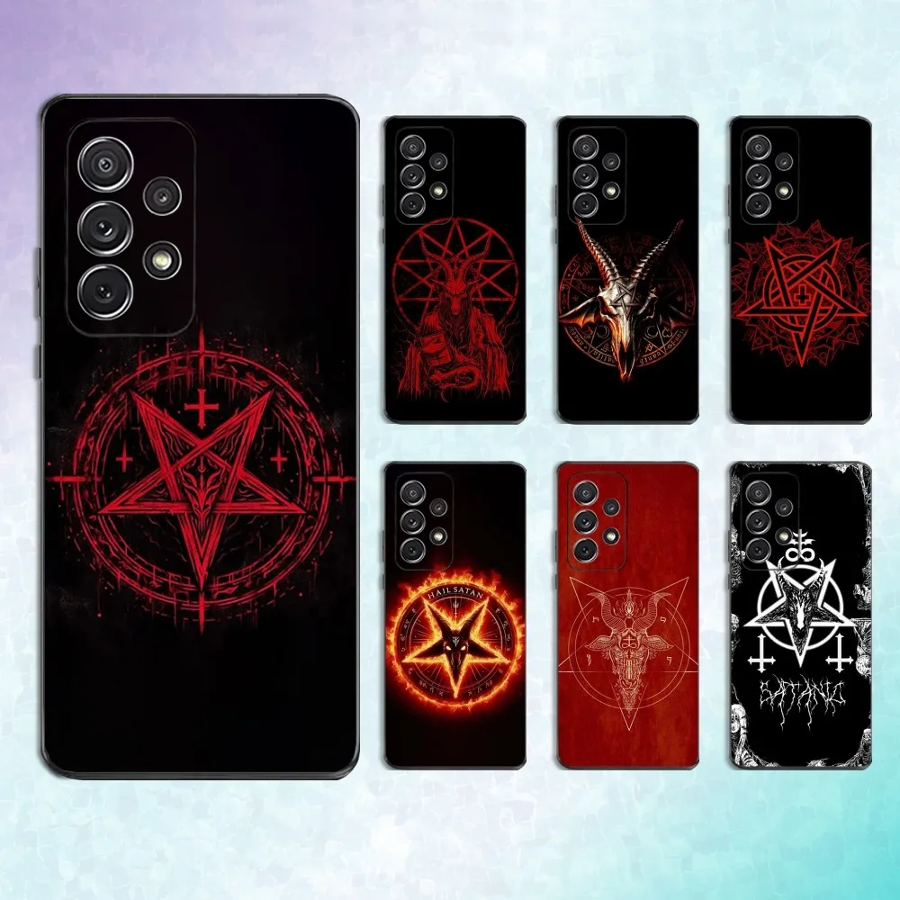 

Hell Pentagram Satanic Phone Case For Samsung S25,S24,S23,S22,S21,S20,S10,Ultra,Plus,Lite,FE,Soft Silicone Black Cover