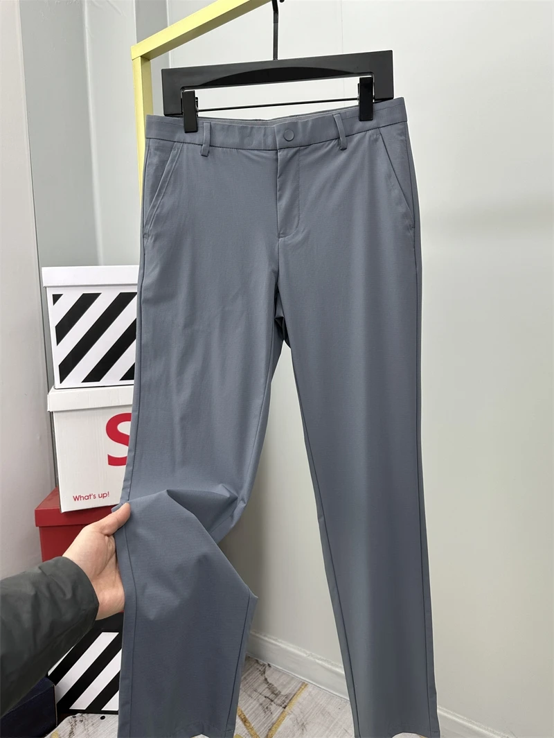 

High Quali Busin Casual Pants Men's Long Trousers Ultra-Thin Straight Leg Qui-Dry Anti-Wrinkle Slimming West Pants