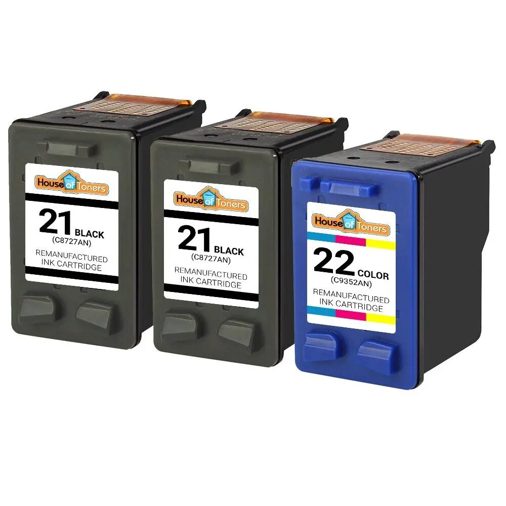 3pk BLACK COLOR 21 22 C9351AN C9352AN Ink Cartridge for HP PSC 1410 D1360 D2460