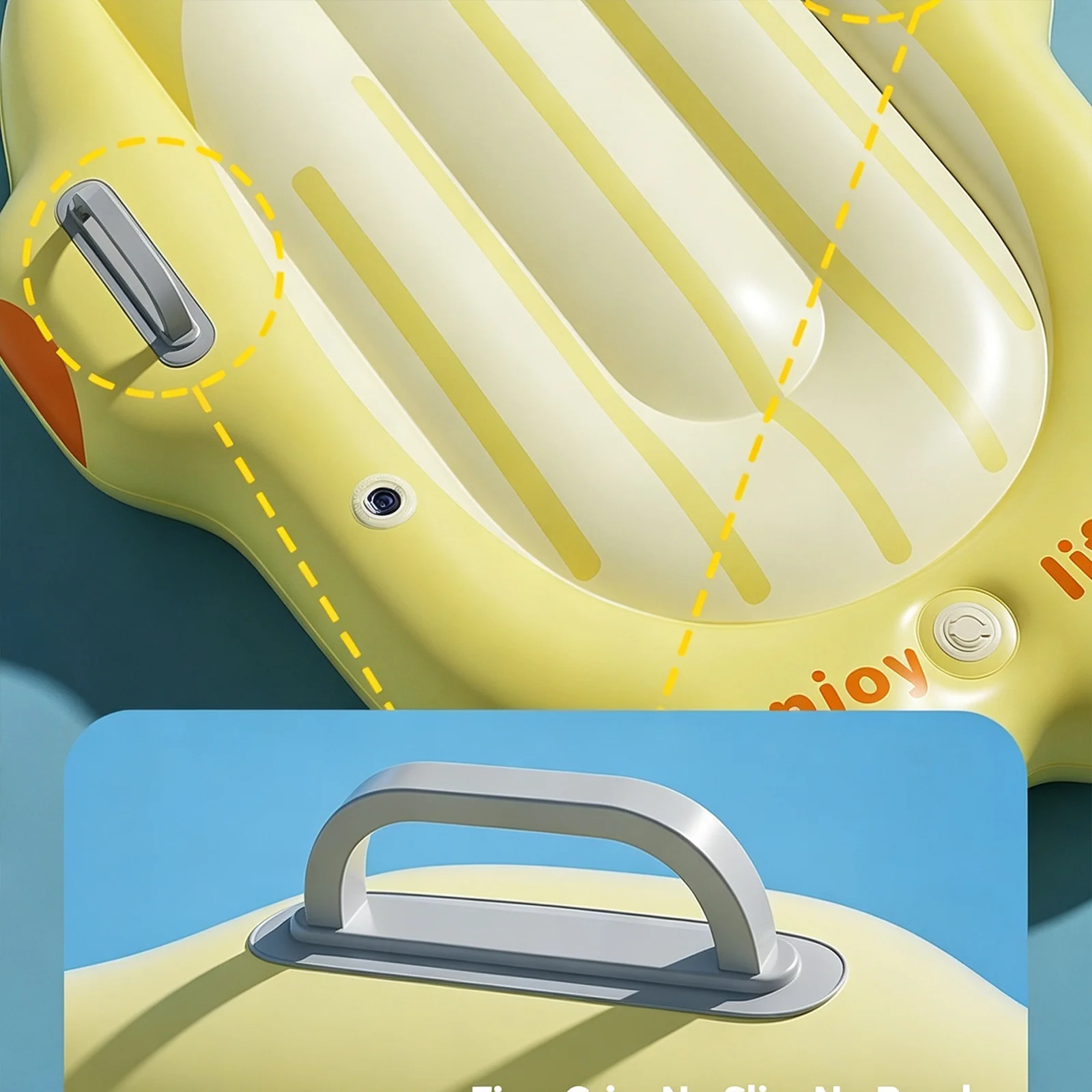 Kids Inflatable Duck Surfboard with Double Handles, Leak-Proof Water Float for Toddlers Pool & Beach Fun view 4