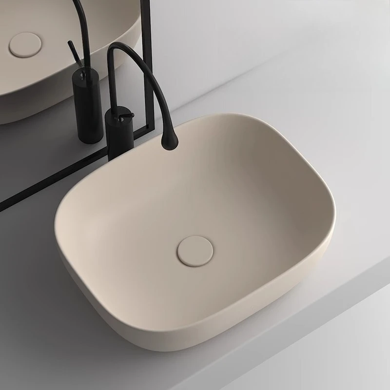 Simple Ceramic Smooth Surface Washbasin Wear-resistant Matte Cream Style Convenient Clean Bathroom Sink Durable Bathroom Fixture