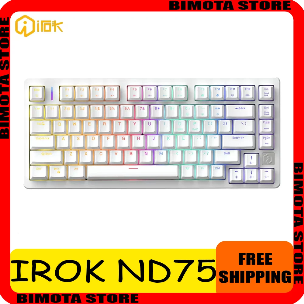 

Irok Nd75 Magnetic Switch Mechanical Keyboard Wired RGB Transparent Gaming Keyboard Hot Swap Keycaps Backlight E-sports Pc Gamer