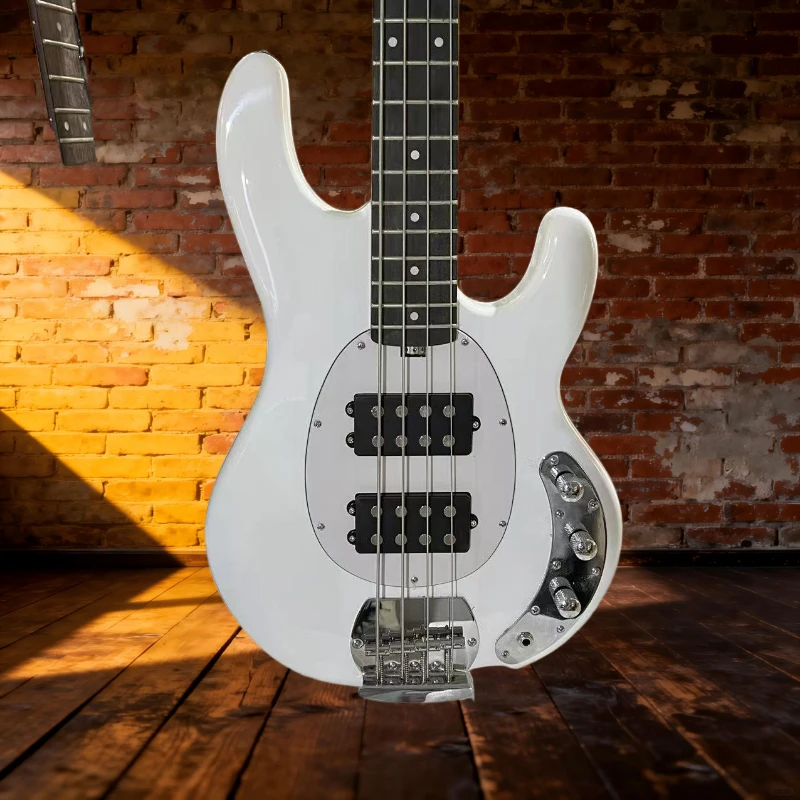 

39 Inch White Bass STS Mahogany Body Rosewood Fingerboard Free Shipping Fixed Bridge Electric Guitar