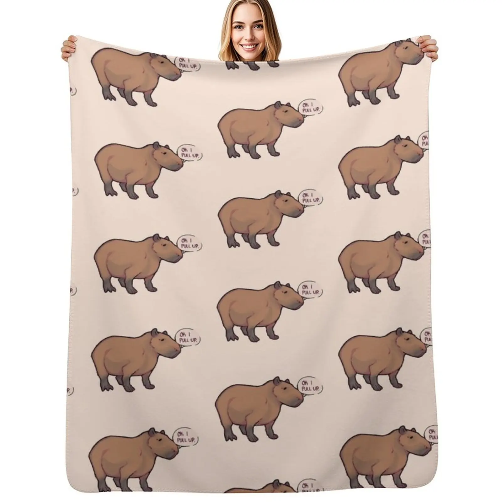 Capybara | Ok I pull up. Throw Blanket manga bed plaid for babies Custom Decorative Sofa Designers Blankets