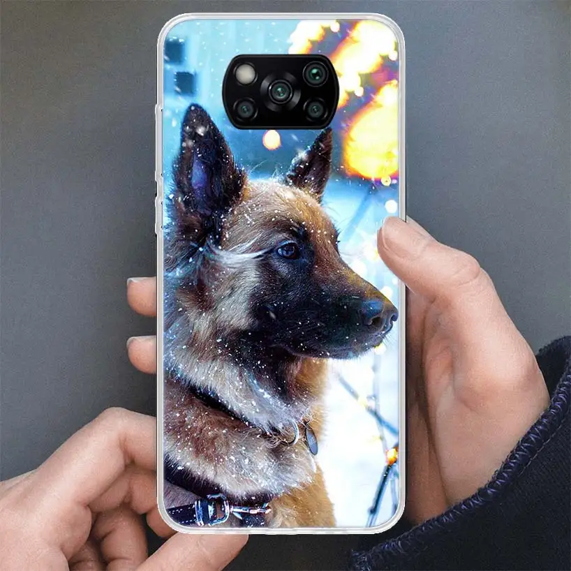 German Shepherd Dog Phone Case For Xiaomi Poco X3 Nfc X5 X6 Pro F6 F5 F4 M5S X4 GT M4 M3 F3 F2 F1 Soft Cover Silicone Shell For 