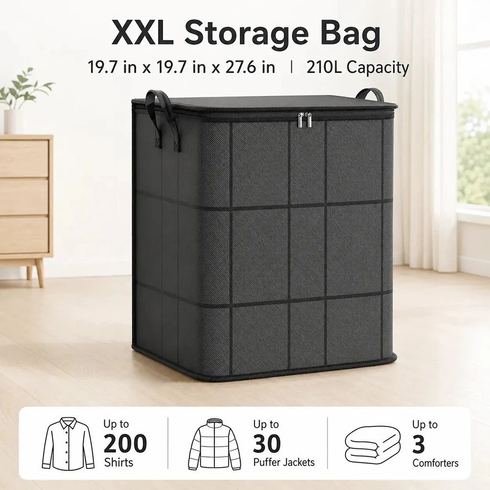 Foldable Bedding Storage Bags Seasonal Clothes Large Storage Thickened Fabric Organiser House Cleaning Wardrobe Organization