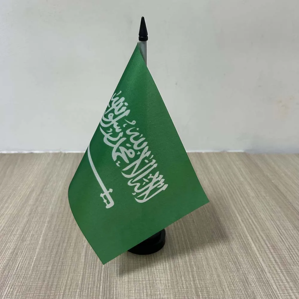 Office Desk Flag of Saudi Arabia Flag 14x21cm polyester Ornaments Flag mini Saudi Arabia Country Desk flag for decoration