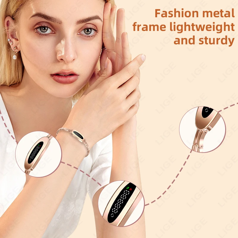 LIGE New Fashion Smart Bracelet IP68 Waterproof Sport Bracelet Heart Rate Health Monitoring Men Women Fitness Smartwatch Ladies