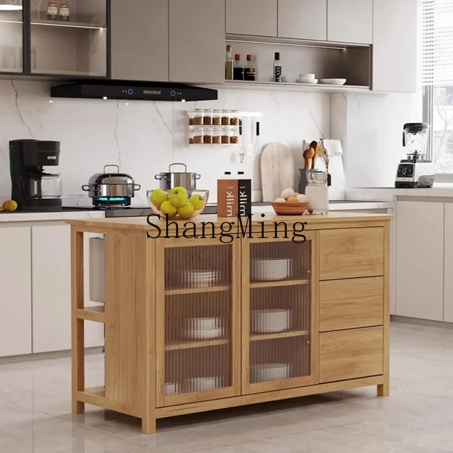ZYY exquisite fashion open kitchen movable dining table against the wall integrated storage side cabinet