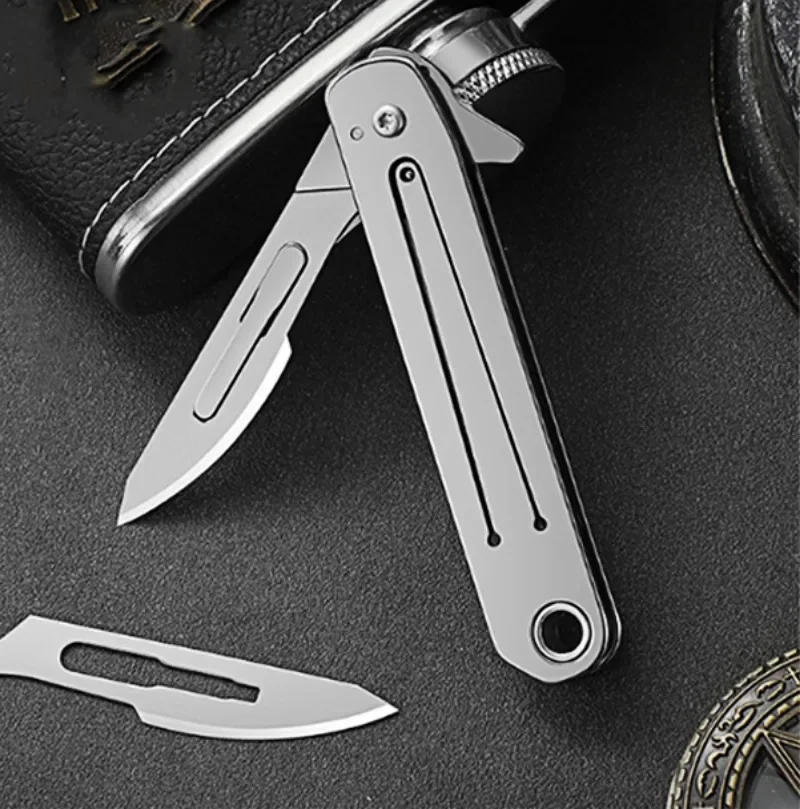 High Hardness Stainless Steel Folding Surgical Knife for Outdoor Camping EDC Portable Unboxing Knife with 10pcs Blades Included