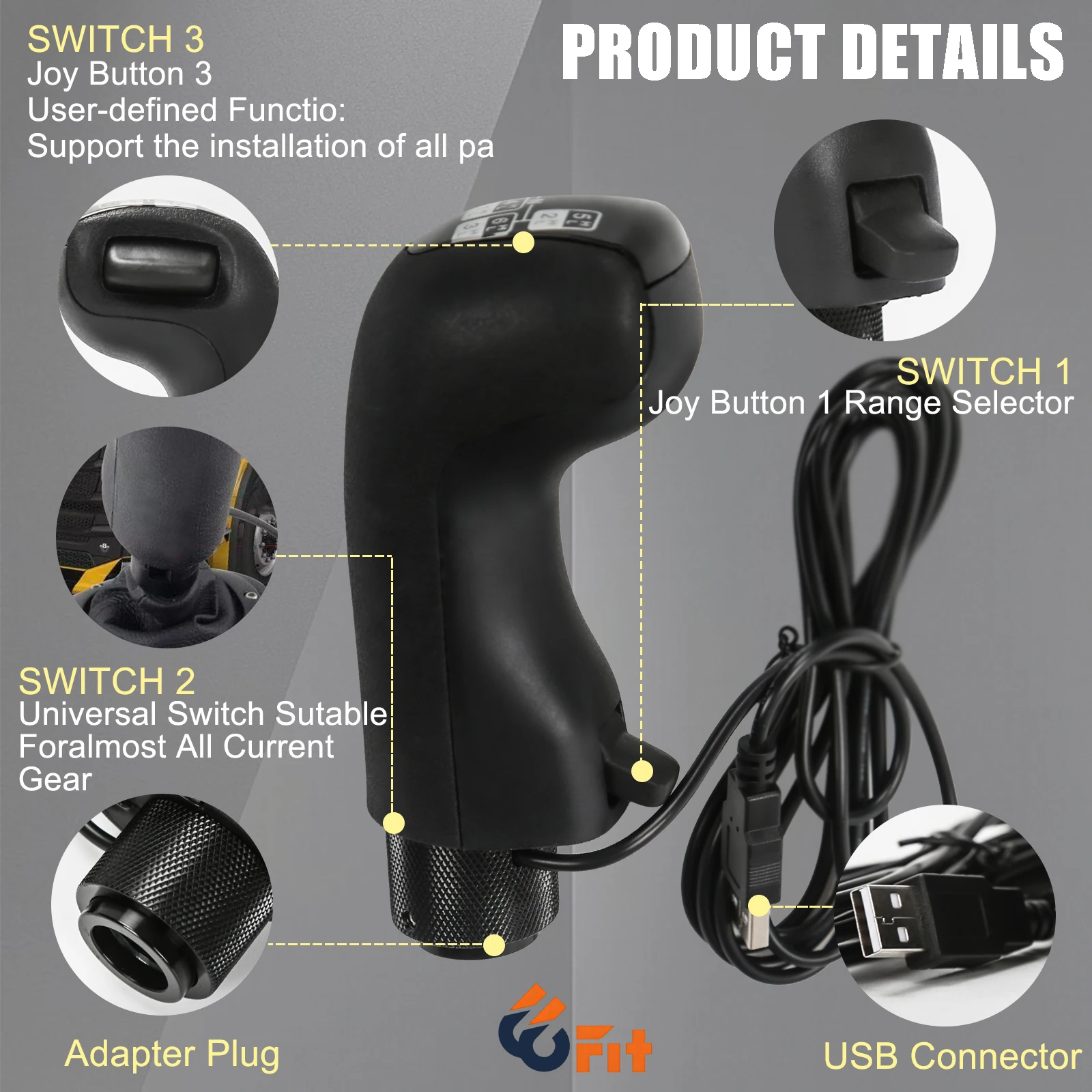 PC USB Gear Shift Knob Scania Truck for Logitech G923 G29 G27 G25 TH8A for PC Racing Game ETS2&ATS High Low Shifter Simulators